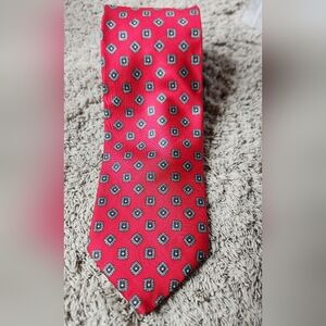 Men's Italian 100% Silk Necktie Red & Blue